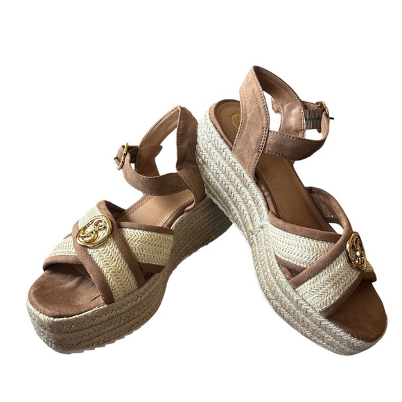 Sam & Libby Brown and Cream Espadrille Wedges - Picture 5 of 10
